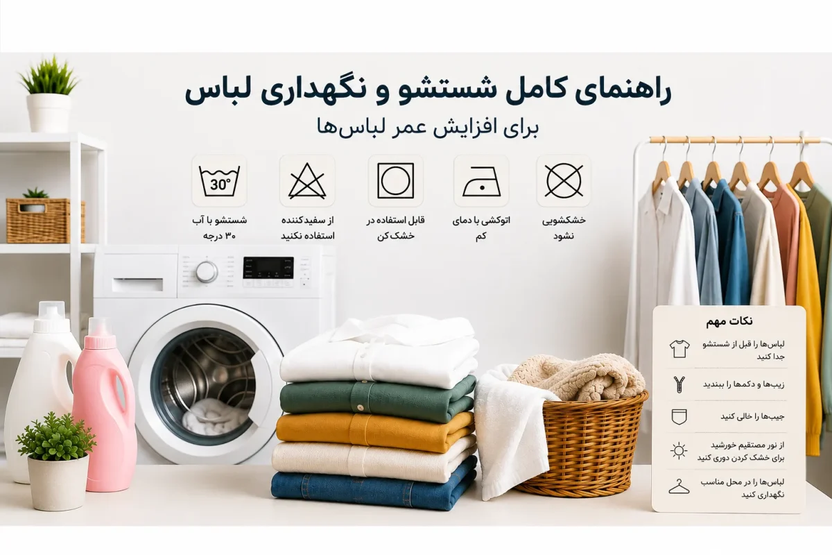 راهنمای شستشو و نگهداری لباس با نکات مراقبت از لباس
